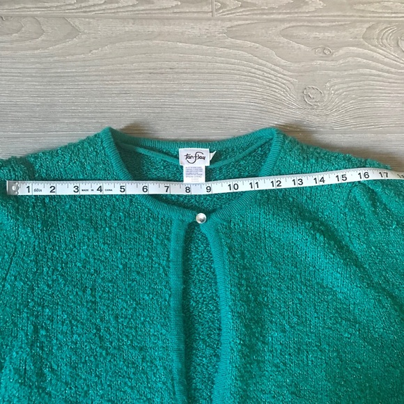 VINTAGE Emerald Green Open Front Sparkle Cardigan - Picture 7 of 9